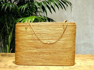 Art hand Auction [SAMURAI] حقيبة سلة غير مستخدمة من Bali all-Ata مصنوعة يدويًا على شكل مربع من الألماس مادة طبيعية 100% حقيبة Ata حقيبة R4, موضة, حقيبة السيدات, سلة, سلة الخوص