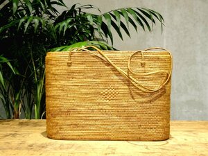 Art hand Auction [SAMURAI] حقيبة سلة غير مستخدمة مصنوعة يدويًا من بالي all-Ata مصنوعة يدويًا من مواد طبيعية 100% حقيبة Ata F13, موضة, حقيبة السيدات, سلة, سلة الخوص