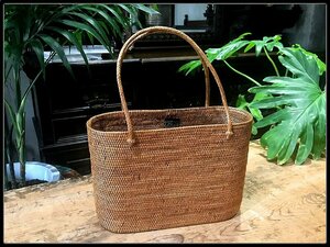 [ samurai ] unused Bali total ata structure hand made oval natural material 100%. bag ata bag A12