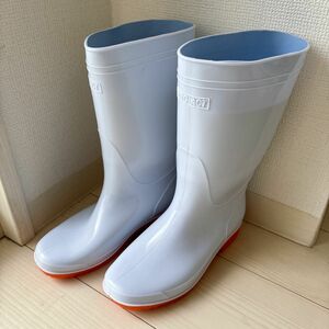 アメゴム底PVC耐油長靴 ホワイト 23.5cm 未使用 一般用長靴 軽作業用