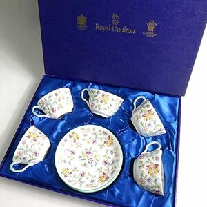 Royal Doulton MINTON ロイヤルドルトン ミントン 英国製 ハドンホール ボーンチャイナ カップ＆ソーサー ティーウェア 5点▲010▼bus9517a