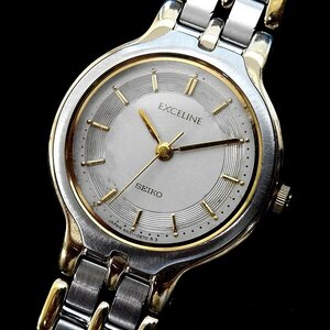 SEIKO セイコー Exceline エクセリーヌ クォーツ ラウンド 腕時計 ドレスウォッチ カクテルウォッチ 4N21-0430 ▲008▼bus118gi