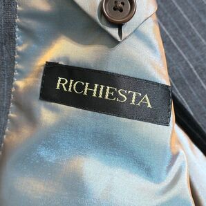 RICHIESTA リキエスタ 新品 定9.7万 日本製 清涼サマーウール ピンストライプ柄 2B ジャケット パンツ スーツ 185A8806 A5 ▲066▼bus9417cの画像9