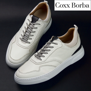 【未使用】コックスボルバ COXX BORBA《上質ポルトガル製》軽量・クッション 本革レザー スニーカー 40(25～25.5) 白ホワイト