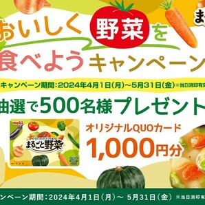 レシート懸賞応募 まるごと野菜 おいしく野菜を食べようキャンペーン オリジナルクオカード１０００円分当たる QUOカードの画像1