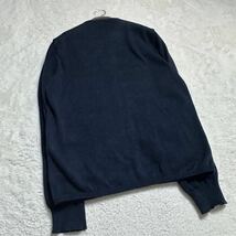 【極美品】TOMORROWLAND tricot トゥモローランド ノーカラー ジャケット シアサッカー 切替 編み込み サマーニット リネン 麻 春夏 紺 M_画像7