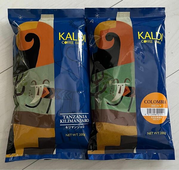 キリマンジャロ コロンビア コーヒー豆 2点セット KALDI 200g 粉 挽き豆 24.3購入 カルディコーヒーファーム