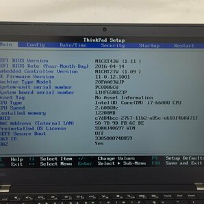 ジャンク/ LENOVO 20FAA03WJP ThinkPad T460s Intel Core i7-6600U メモリ12.29GB SSD256.06GB 【G21808】の画像7