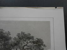 Perry19. 真作石版画「下田の八幡宮神社」、1856年『ペリー提督日本遠征記』の挿画、版面15×22.5cm、状態良いが軽いシミなどあり_画像6