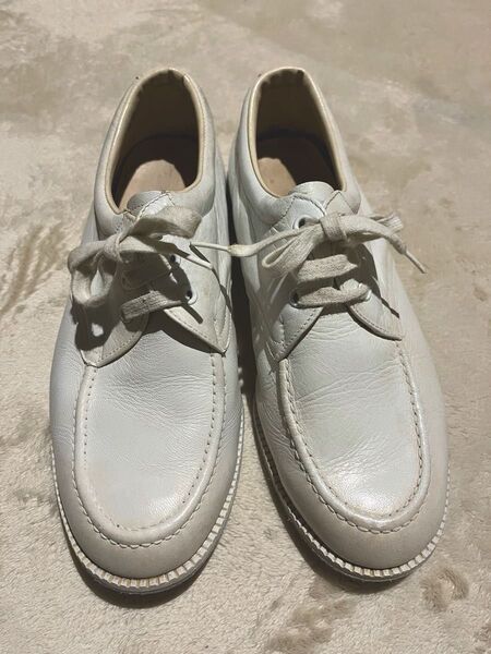 ヴィンテージ ボウリングシューズ ABS JAPAN 24 1/2 白 革靴 アメリカンボウリングサービス 70s shoes