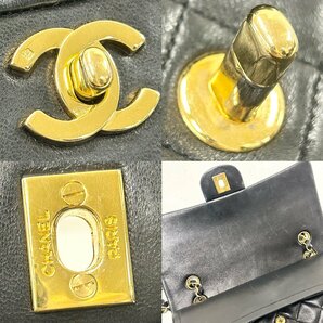 ◆シャネル CHANEL◆マトラッセ 25 ダブルフラップ ダブルチェーン ショルダーバッグ ブラック ラムスキン レディース Gカード/箱付の画像5