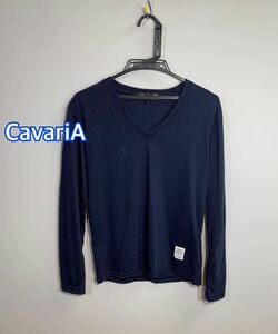 ■CavariA キャバリアVネック　長袖Tシャツ サイズ:46☆TS-248
