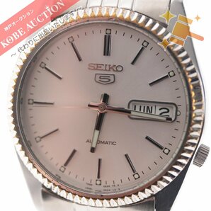 ■ セイコー ファイブ 腕時計 7S26-0500 自動巻き 重量約110g デイデイト 裏蓋 スケルトン メンズ シルバー 文字盤ホワイトの画像1