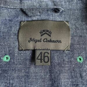 定番◎シャンブレー『Nigel Cabourn/ナイジェルケーボン』美品 インディゴ コットン 長袖 刺繍 ワークシャツ メディカルシャツ(46/M相当)の画像8