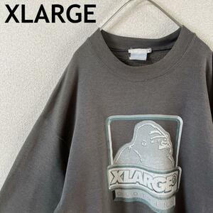 Q2 XLarge sweat sweatshirt Logo M~L men's ash 