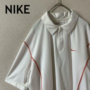 L3 NIKE golf ジップアップポロシャツ　半袖　ゆったり　Ｌメンズ 白