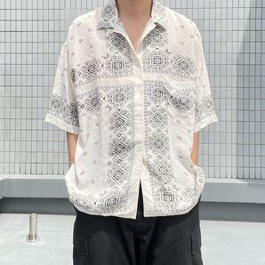 90s DKNY 幾何学柄シルクシャツ L VINTAGE