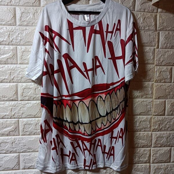 新品★メンズ★大きな口のプリント総柄半袖Tシャツ/M