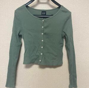 GAP 長袖ニット ボタンクロップド トップス