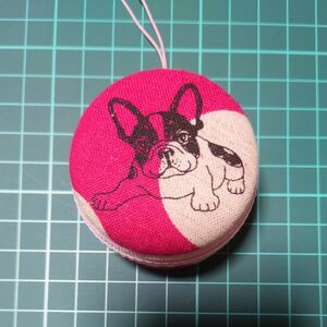 ボストンテリア フレンチブルドッグ マカロンポーチ 大きめ ハンドメイド 1点物