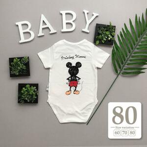  новый товар не использовался 80cml белый (#BM Mickey детский комбинезон ) Disney футболка короткий рукав пара look семья родители .ko-te.. комбинезон нижнее белье белый чёрный 