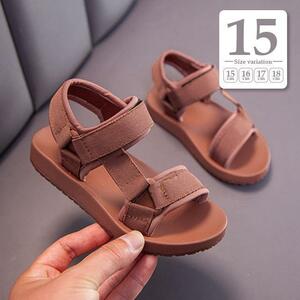 新品未使用 15cm ブラウン〔#BMスポーツサンダル〕キッズ 男の子 女の子 男女兼用 ベビー 子供 靴 シューズ ストラップ シンプル 春夏 茶色