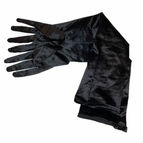 エレガントモーメント　手袋 肘上丈　サテンロンググローブ 55cm ブラック ワンサイズ　サテン　フェティッシュ　SM 