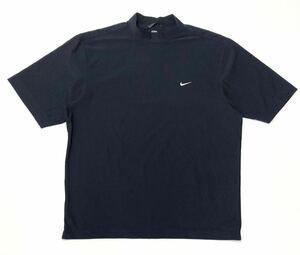 衝撃プライス！【最強ゴルフウェアモデル！】【NIKE GOLF ナイキゴルフ】ハイネック半袖トップス【サイズL】ネイビー ロゴ刺繍 N-O65