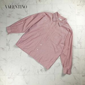 Valentino Garavani ヴァレンティノ・ガラヴァーニ 襟付きシャツ ストライプ柄 長袖 トップス レディース 赤 レッド サイズ40*NC1371