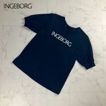 美品 INGEBORG インゲボルグ ロゴプリント 半袖Tシャツ カットソー トップス レディース 黒 ブラック サイズM*OC51_画像1