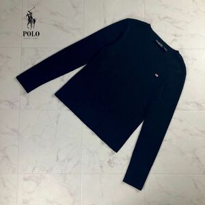 Polo Jeans Co. RALPH LAUREN Ralph Lauren V neck rib knitted long sleeve cut and sewn tops lady's black black size L*OC65