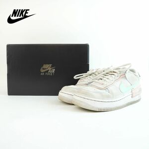 NIKE ナイキ 23.5 AIR FORCE 1 SHADOW エアフォースワン シャドウ スニーカー レザー 白 ホワイト ピンク グリーン 箱付き/OC65