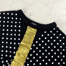 美品 BALMAIN バルマン ドット柄 セミスリーブ ショート丈デザインカットソー トップス レディース 黒 ブラック サイズ36*OC103_画像2