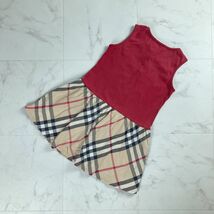 BURBERRY バーバリー ノースリーブワンピース ノバチェック キッズ 子供服 赤 レッド ベージュ サイズ120*OC1021_画像2