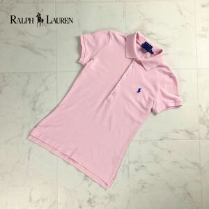 美品 Ralph Lauren ラルフローレン ポロシャツ 半袖 ロゴ刺繍 トップス レディース ピンク サイズS*OC1033
