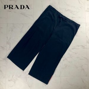 美品 PRADA プラダ イージーパンツ 7分丈 ボトムス メンズ 紺 ネイビー サイズL*OC1044