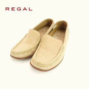 REGAL リーガル 23.5 モカシン フラットシューズ ラウンドトゥ レザー ベージュ/OC88