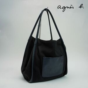 agnes b. Agnes B handbag pocket brand Logo canvas ground black black @JG11