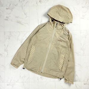 美品 AIGLE エーグル チェック ジップアップナイロンパーカー メンズ アウター ベージュ サイズXS*OC166