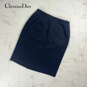  прекрасный товар Christian Dior Christian Dior шерсть 100% узкая юбка колени длина подкладка есть женский низ чёрный черный размер 11*OC186