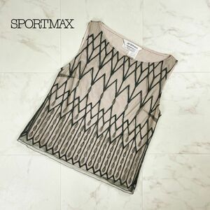 美品 SPORTMAX スポーツマックス 総レースレイヤードノースリーブカットソー トップス レディース グレー系 ピンク系 サイズ40*OC933