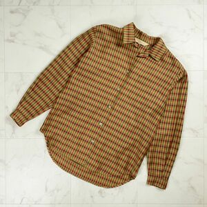 美品 Burberry バーバリー バーバリーズ ウール混 チェック柄コットンシャツブラウス トップス レディース 赤系 茶色系 サイズ11*OC934