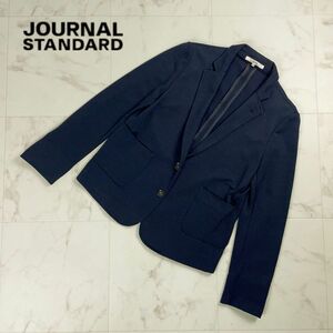 美品 JOURNAL STANDARD relume ジャーナルスタンダード レリューム コットン混 テーラードジャケット 春夏 レディース 紺 サイズM*OC849