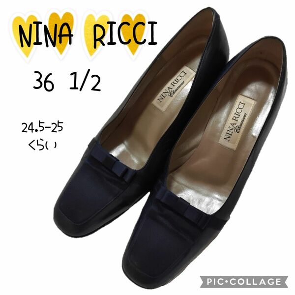 ⑫2【NINA RICCI】ニナリッチ　パンプス　レディース　ネイビー　L