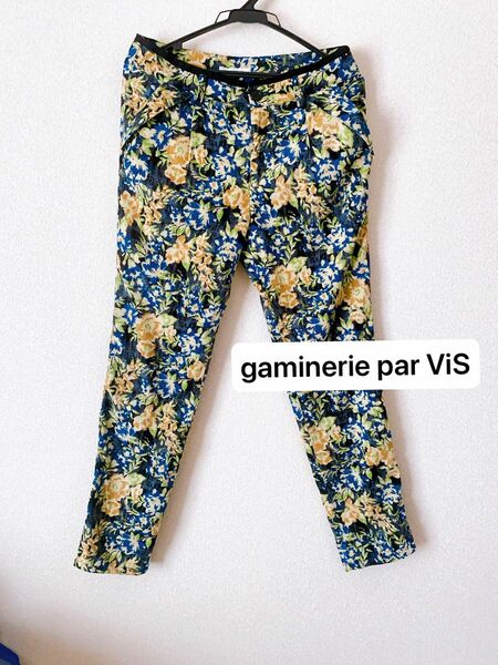 パンツ 花柄 総柄　gaminerie vis 柄　パンツ　花柄　ズボン　春　M レディース　10部丈