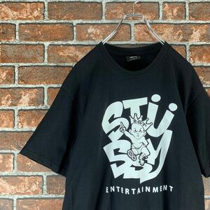 【即完売】ステューシー　人気デザイン　ベビー　デカロゴ　ブラック　半袖　Tシャツ