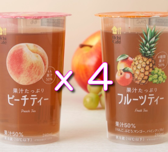 UC 果汁たっぷり ピーチティー／フルーツティー各240ml　フ/4本分