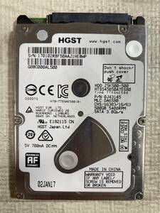 【状態:正常】HDD HGST HTS545050A7E680 500GB 2.5インチ 厚さ7mm ①