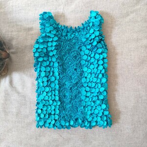  Popcorn tops old clothes tank top camisole blue light blue piece .. free size no sleeve aperture stop T-shirt cut and sewn blouse 