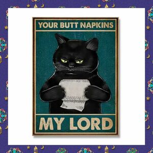ブリキ看板　レトロ　黒猫　ウォールデコレーション　アンティーク　ヴィンテージ　壁掛け　アメリカン雑貨